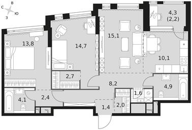 3-BD Apartment Sale, 83.2 sq. m. at Rotterdam, Varshavskoye Highway, 37Ак1с2, Moscow, Russia #3