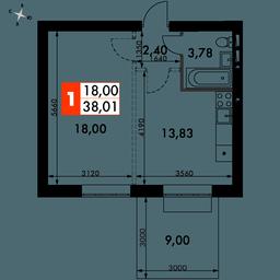 1-BD Apartment Sale, 39.8 sq. m. at Zhavoronki Club, zhiloy kompleks Akkord Smart-kvartal, Mitkino Village, Odintsovskiy City District, Moscow Region, Russia #4