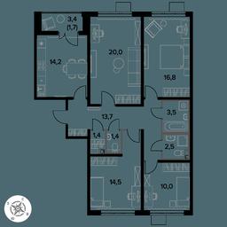 4-BD Apartment Sale, 99.7 sq. m. at Pervy Donskoj, zhiloy mikrorayon Sapronovo, derevnya Sapronovo, Leninskiy City District, Moscow Region, Russia #3