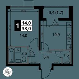 1-BD Apartment Sale, 38 sq. m. at Pervy Yuzhny, zhiloy kompleks Pervy Yuzhny, Leninskiy City District, Moscow Region, Russia #2 1-BD Apartment Sale, 38 sq. m. at Pervy Yuzhny, zhiloy kompleks Pervy Yuzhny, Leninskiy City District, Moscow Region, Russia #2
