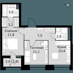 2-BD Apartment Sale, 52.1 sq. m. at Sky Garden, Stroitelny Drive, 9с6, Moscow, Russia #2 2-BD Apartment Sale, 52.1 sq. m. at Sky Garden, Stroitelny Drive, 9с6, Moscow, Russia #2