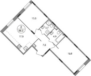 2-BD Apartment Sale, 66 sq. m. at Rezidentsii Skolkovo, Kashtanovaya ulitsa, 1, rabochiy posyolok Zarechye, Odintsovskiy City District, Moscow Region, Russia #2