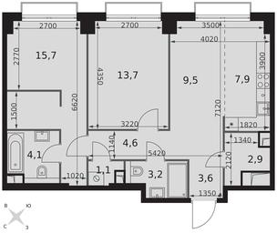 2-BD Apartment Sale, 66.3 sq. m. at Sydney City, Shenogina Street, 2, Moscow, Russia #4