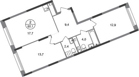 2-BD Apartment Sale, 60.1 sq. m. at Peredelkino Blizhnee, Korneya Chukovskogo Street, 1, Vnukovskoye Settlement, Moscow, Russia #4
