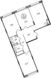 3-BD Apartment Sale, 74.6 sq. m. at Peredelkino Blizhnee, Korneya Chukovskogo Street, 1, Vnukovskoye Settlement, Moscow, Russia #3 3-BD Apartment Sale, 74.6 sq. m. at Peredelkino Blizhnee, Korneya Chukovskogo Street, 1, Vnukovskoye Settlement, Moscow, Russia #3