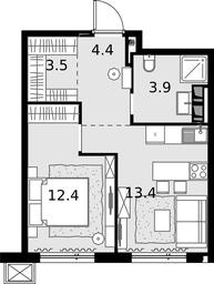 1-BD Apartment Sale, 37.6 sq. m. at Malevich, Otradnaya Street, 8, Moscow, Russia #4