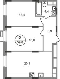 2-BD Apartment Sale, 59.8平方米 at Rezidentsii Skolkovo, Kashtanovaya ulitsa, 1, rabochiy posyolok Zarechye, Odintsovskiy City District, Moscow Region, Russia #2 2-BD Apartment Sale, 59.8平方米 at Rezidentsii Skolkovo, Kashtanovaya ulitsa, 1, rabochiy posyolok Zarechye, Odintsovskiy City District, Moscow Region, Russia #2