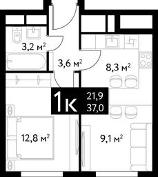 3-BD Apartment Sale, 85.3 sq. m. at Dialog, Bolshaya Spasskaya Street, 35, Moscow, Russia #3