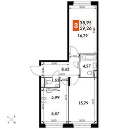 3-BD Apartment Sale, 59.26 sq. m. at Dvizhenie. Govorovo, Центральная улица, 47, деревня Говорово, поселение Московский, Москва, Россия #2