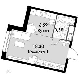 Apartment Sale, 28.47 sq. m. at Dvizhenie. Govorovo, Центральная улица, 47, деревня Говорово, поселение Московский, Москва, Россия #3