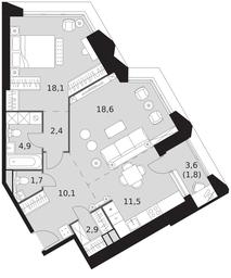2-BD Apartment Sale, 72 sq. m. at Arkhitektor, Akademika Volgina Street, 2Д, Moscow, Russia #3 2-BD Apartment Sale, 72 sq. m. at Arkhitektor, Akademika Volgina Street, 2Д, Moscow, Russia #3