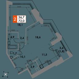 2-BD Apartment Sale, 72 sq. m. at Arkhitektor, Akademika Volgina Street, 2Д, Moscow, Russia #2 2-BD Apartment Sale, 72 sq. m. at Arkhitektor, Akademika Volgina Street, 2Д, Moscow, Russia #2