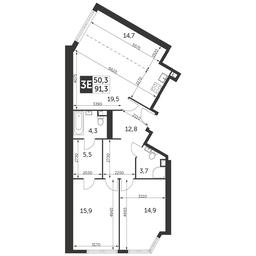 3-BD Apartment Sale, 91.3 sq. m. at Arkhitektor, Akademika Volgina Street, 2Д, Moscow, Russia #2 3-BD Apartment Sale, 91.3 sq. m. at Arkhitektor, Akademika Volgina Street, 2Д, Moscow, Russia #2