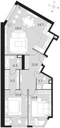3-BD Apartment Sale, 91.3 sq. m. at Arkhitektor, Akademika Volgina Street, 2Д, Moscow, Russia #3 3-BD Apartment Sale, 91.3 sq. m. at Arkhitektor, Akademika Volgina Street, 2Д, Moscow, Russia #3