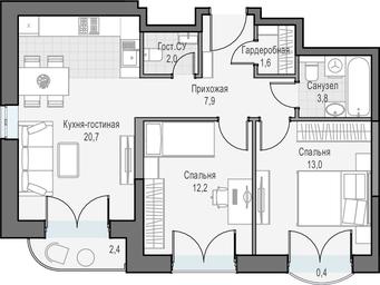 1-BD Apartment Sale, 63.2平方米 at Dostizhenie, Akademika Korolyova Street, 21, Moscow, Russia #4