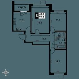 3-BD Apartment Sale, 76.3 sq. m. at Pervyi Leningradskiy, Pervy Leningradskiy Residential Complex, Moscow, Russia #2 3-BD Apartment Sale, 76.3 sq. m. at Pervyi Leningradskiy, Pervy Leningradskiy Residential Complex, Moscow, Russia #2