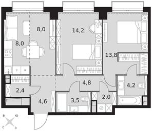 Продажа 2-комн. квартиры, 65,5 м² в ЖК «Сидней Сити (Sydney City)», улица Шеногина, 2, Москва, Россия #3