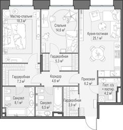 1-BD Apartment Sale, 105.7 sq. m. at Life Time, Sergeya Makeyeva Street, вл11/9с1-10, Moscow, Russia #4