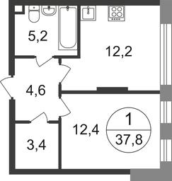 Apartment Sale, 37.8平方米 at Peredelkino Blizhnee, Korneya Chukovskogo Street, 1, Vnukovskoye Settlement, Moscow, Russia #2 Apartment Sale, 37.8平方米 at Peredelkino Blizhnee, Korneya Chukovskogo Street, 1, Vnukovskoye Settlement, Moscow, Russia #2