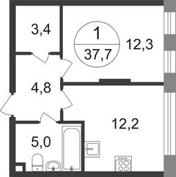 Apartment Sale, 37.7 sq. m. at Peredelkino Blizhnee, Korneya Chukovskogo Street, 1, Vnukovskoye Settlement, Moscow, Russia #2