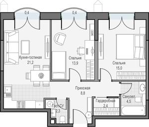 1-BD Apartment Sale, 69.7 sq. m. at Dostizhenie, Akademika Korolyova Street, 21, Moscow, Russia #4
