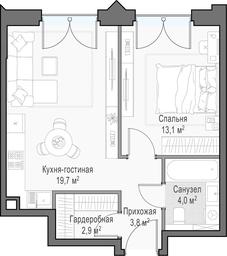 1-BD Apartment Sale, 44.4平方米 at Dostizhenie, Akademika Korolyova Street, 21, Moscow, Russia #4