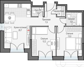 1-BD Apartment Sale, 62.9 sq. m. at Dostizhenie, Akademika Korolyova Street, 21, Moscow, Russia #4
