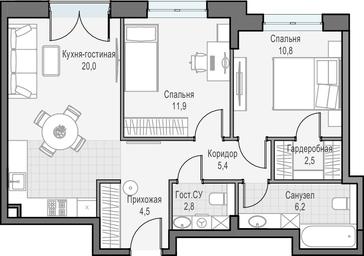 1-BD Apartment Sale, 65.5 sq. m. at Dostizhenie, Akademika Korolyova Street, 21, Moscow, Russia #2 1-BD Apartment Sale, 65.5 sq. m. at Dostizhenie, Akademika Korolyova Street, 21, Moscow, Russia #2