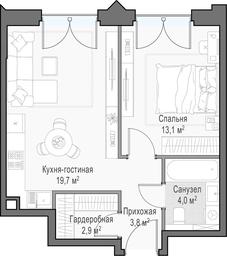 1-BD Apartment Sale, 44.3平方米 at Dostizhenie, Akademika Korolyova Street, 21, Moscow, Russia #4