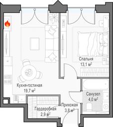 1-BD Apartment Sale, 44.3平方米 at Dostizhenie, Akademika Korolyova Street, 21, Moscow, Russia #4