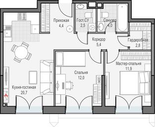 1-BD Apartment Sale, 64.8平方米 at Dostizhenie, Akademika Korolyova Street, 21, Moscow, Russia #2